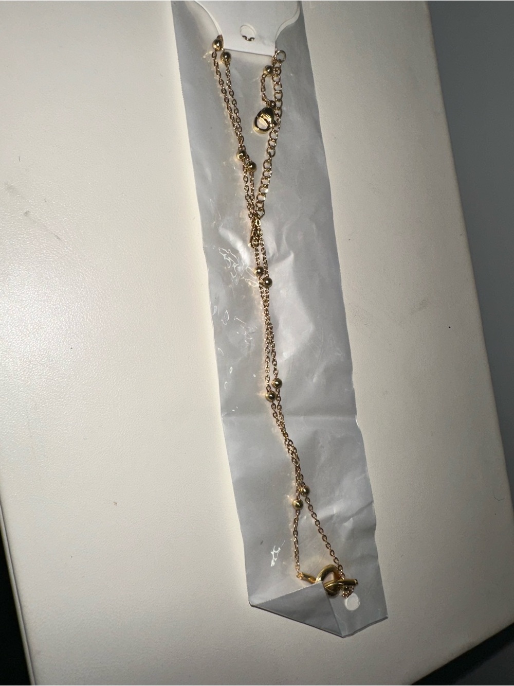 Delicate Gold Beaded Toggle Necklace - Picture 3 of 3